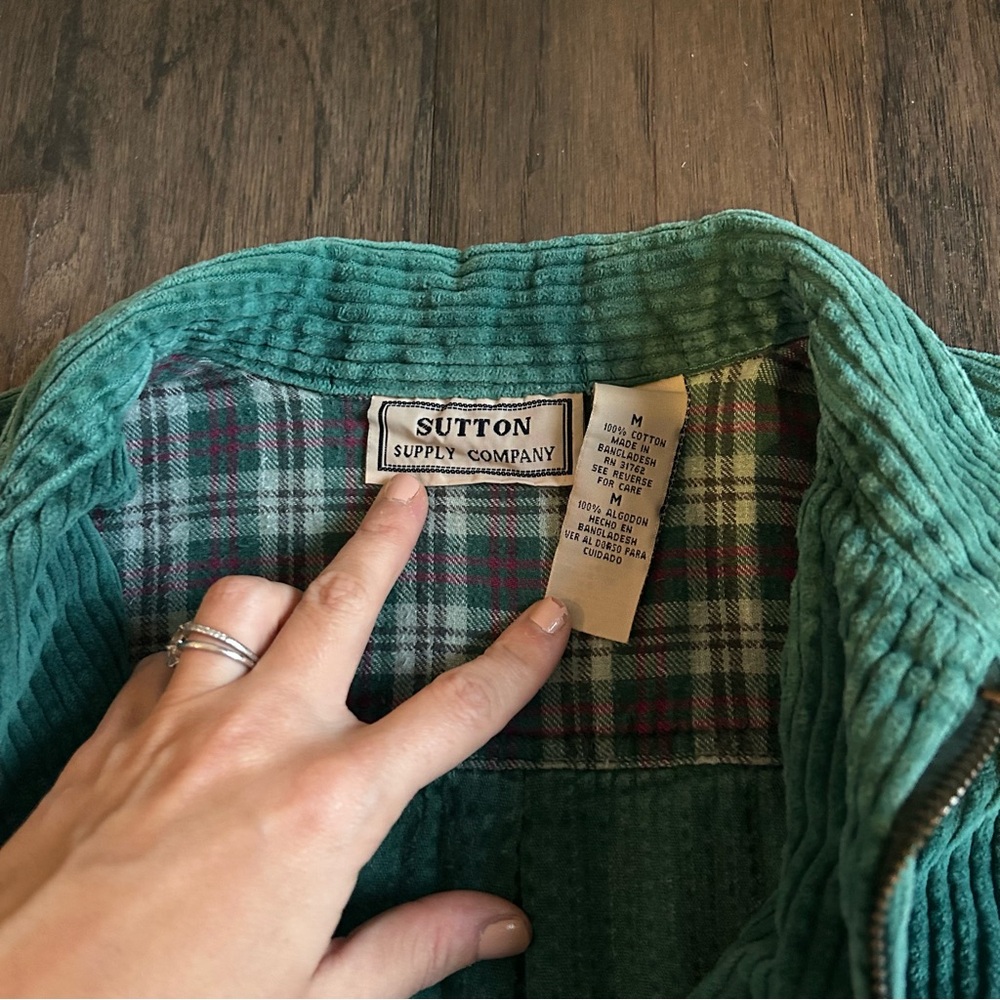 Vintage Sutton Supply Co. Teal Corduroy Zip Jacket (M) 100% cotton - Picture 6 of 8